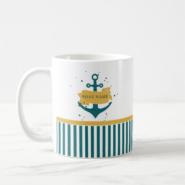 Nautical Boat Name Personalised Coffee Mug (Left)