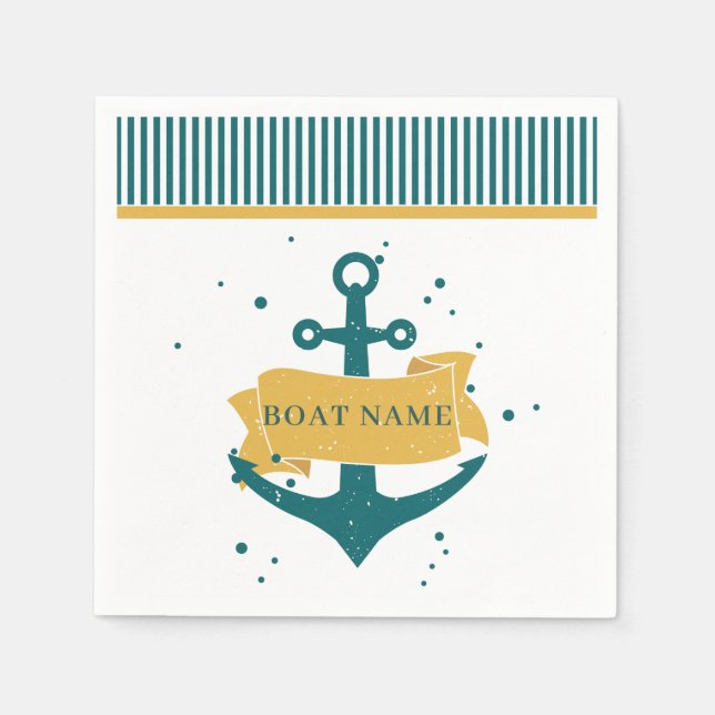 Nautical Boat Name Personalised Napkin (Front)