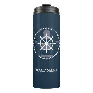 Nautical Boat Name Personalised Navy Blue Thermal Tumbler