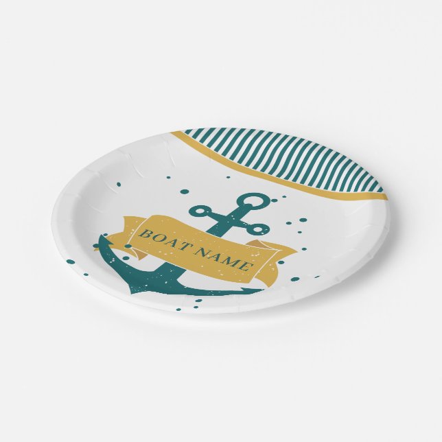 Nautical Boat Name Personalised Paper Plate (Angled)