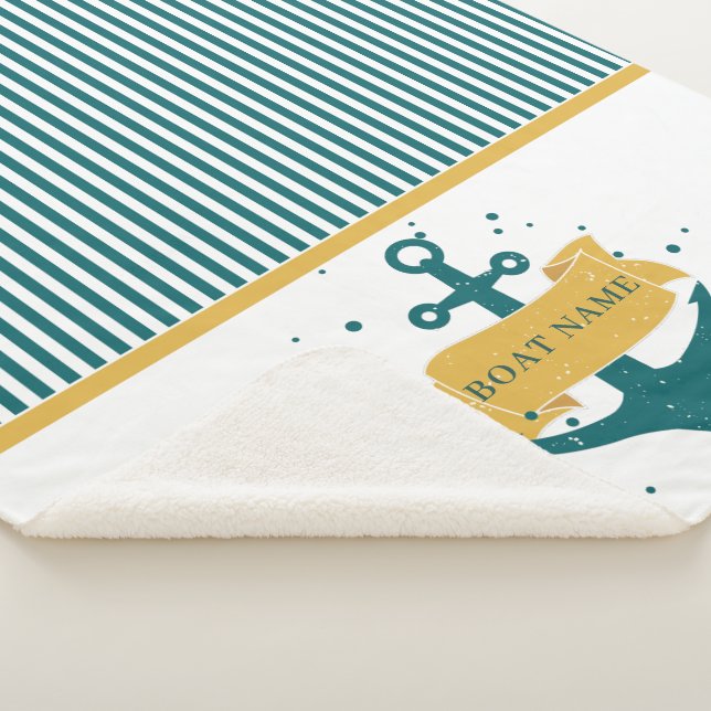 Nautical Boat Name Personalised Sherpa Blanket (3/4)