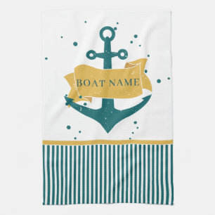 Nautical Boat Name Personalised Tea Towel