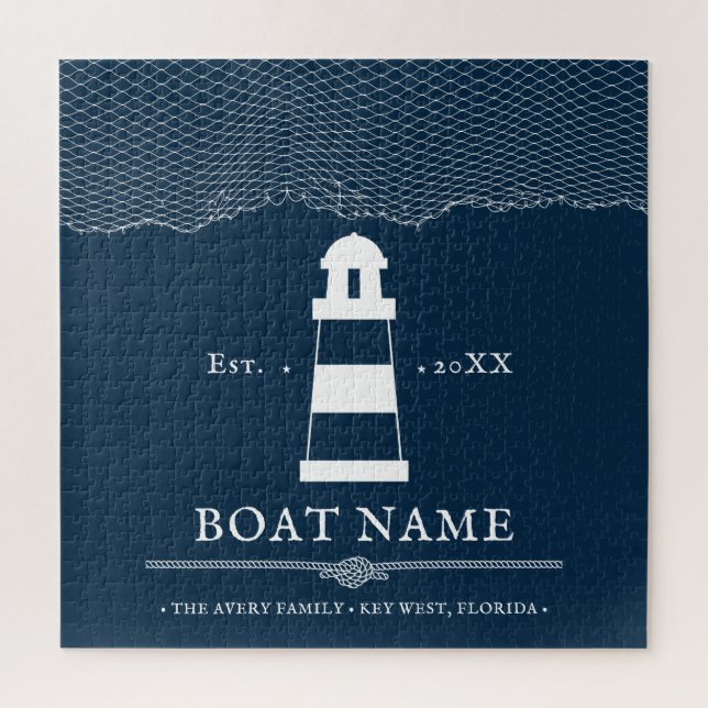 Nautical Boat Name Personalized lighthouse  Jigsaw Puzzle (Vertical)