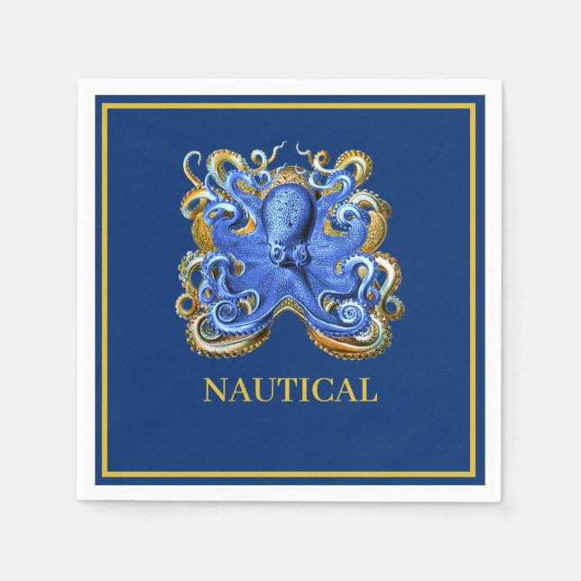 Nautical Boat Octopus Personal Marine  Napkin (Front)