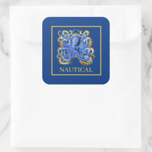 Nautical Boat Octopus Personal Marine  Square Sticker