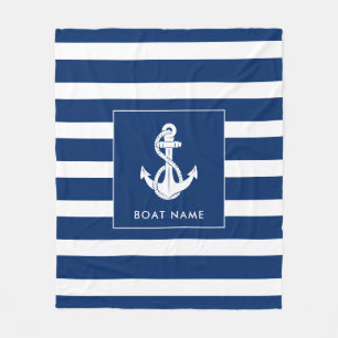 Nautical Boat Swag White Anchor Custom Fleece Blanket
