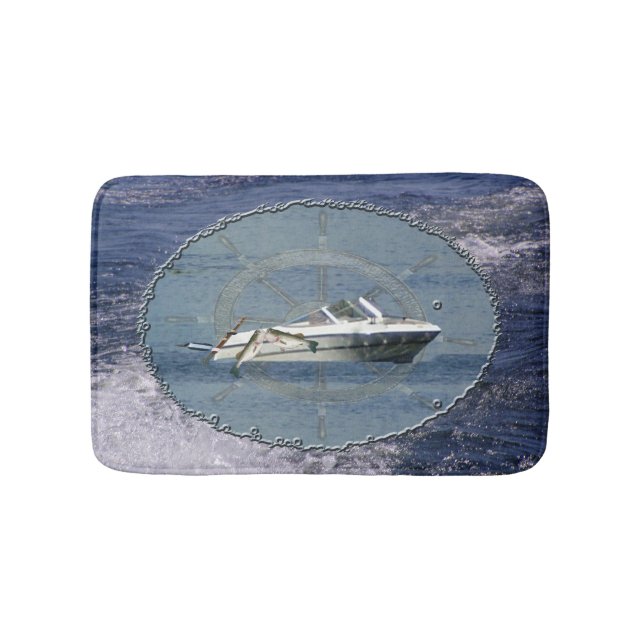Nautical Boat Waves Bath Mat (Front)