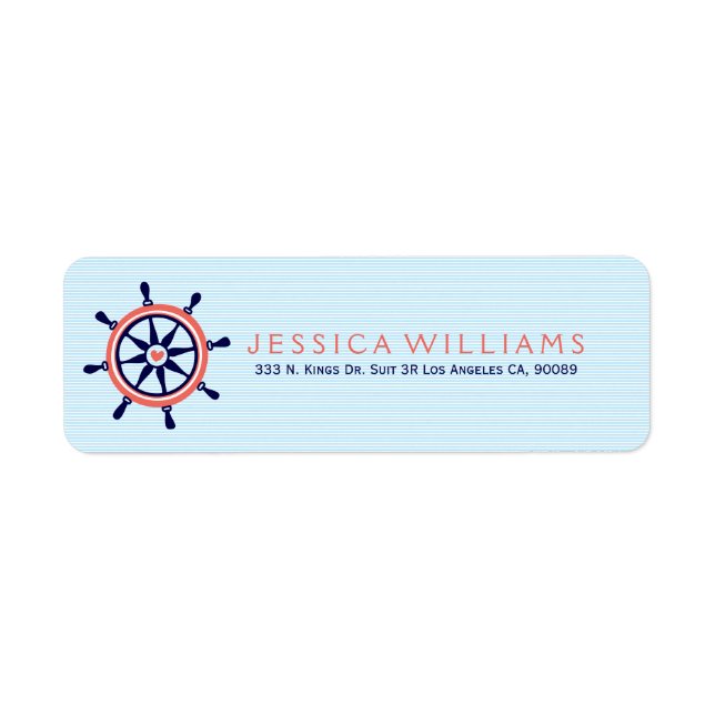 Nautical Boat Wheel & Baby Blue Stripes (Front)