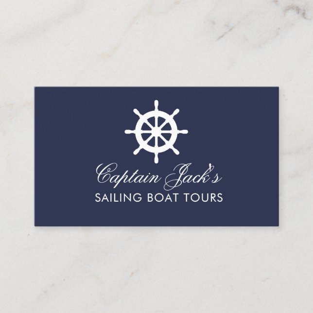 Nautical boat wheel business card template (Front)