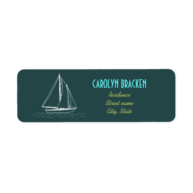 Nautical Boat Yellow Blue Return Address Labels (Front)
