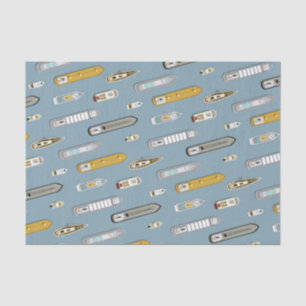 Nautical boating shipwatching On the River blue Tissue Paper