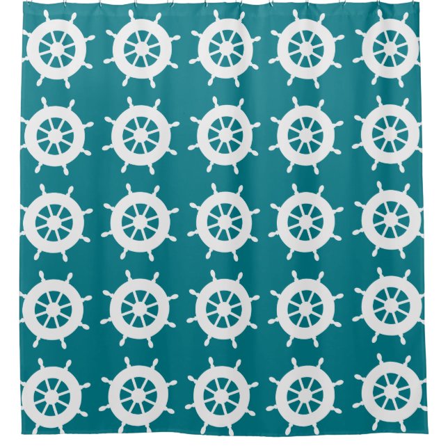 Nautical Boating Theme Shower Curtain (Front)