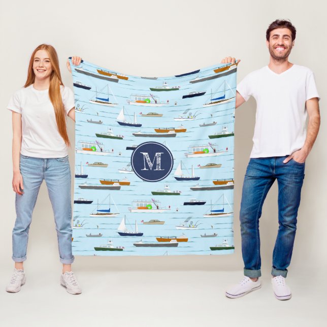 Nautical boats ships sailboats On the River Fleece Blanket (In Situ)