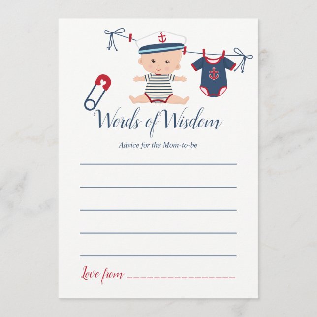 Nautical Boy Baby Advice for Mum Baby Shower (Front)