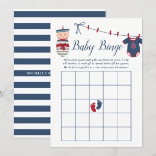 Nautical Boy Baby Shower Baby Bingo Invitation