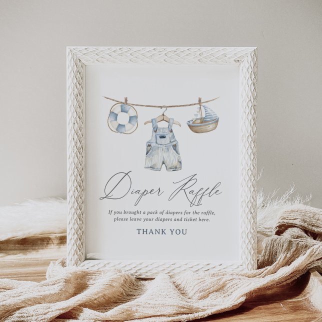 Nautical Boy Baby Shower Diaper Raffle Sign (Creator Uploaded)