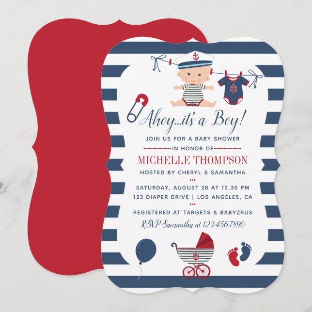 Nautical Boy Baby Shower Invitation (Front/Back)