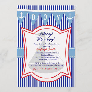 Nautical Boy Baby Shower Invitation sailing Anchor