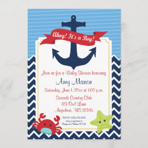 Nautical Boy Baby Shower Personalised Invitation