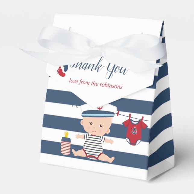 Nautical Boy Baby Shower Thank You Favour Box (Front Side)