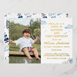 Nautical Boy Baptism and 1st Birthday Photo