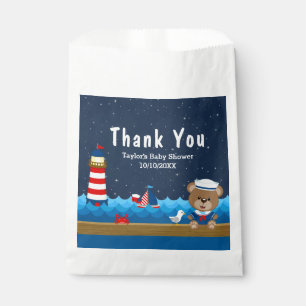 Nautical Boy Bear Red Baby Shower Thank You Favour Bags