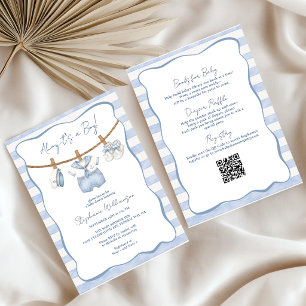 Nautical Boy Clothesline All-in-One Baby Shower Invitation