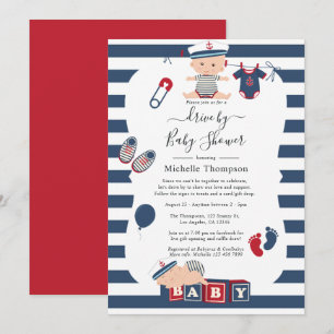 Nautical Boy Drive By Baby Shower Invitation