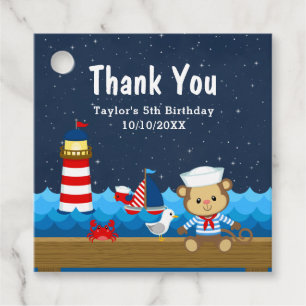 Nautical Boy Monkey Red Birthday Party Thank You Favour Tags