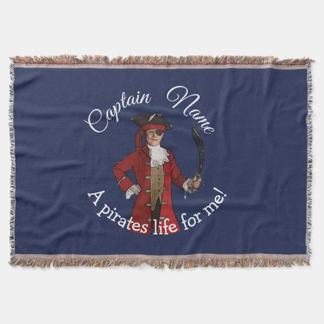 Nautical Boy Party Pirate Throw Blanket (Front)