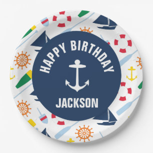 Nautical Boy Personalised Happy Birthday Plate