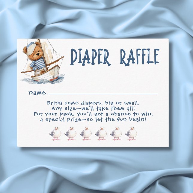 Nautical Boy Sailor Teddy Bears Diaper Baby Shower Enclosure Card (Nautical Boy Sailor Teddy Bears Diaper Baby Shower Enclosure Card)