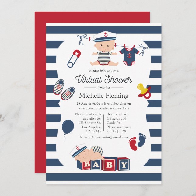 Nautical Boy Virtual Baby Shower Invitation (Front/Back)