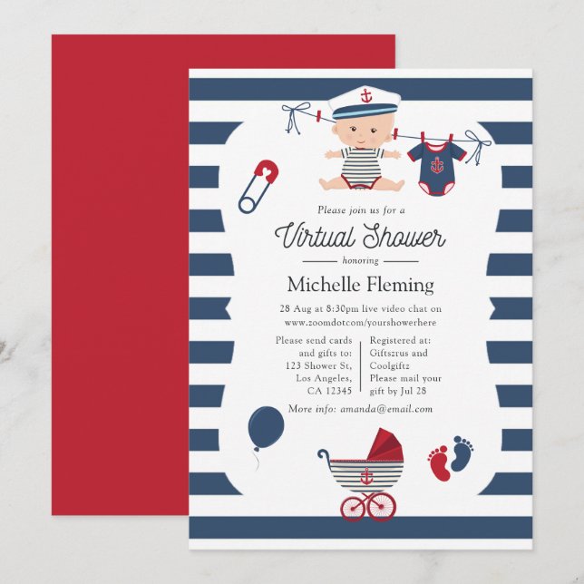 Nautical Boy Virtual Baby Shower Invitation (Front/Back)