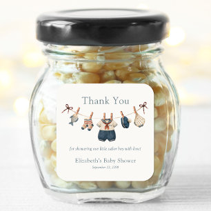 Nautical Boy's Baby Shower Thank You Square Sticker