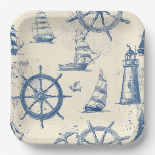 Nautical Breeze Paper Bowl Plate