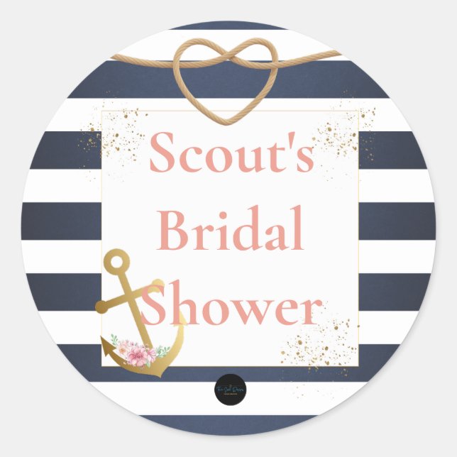 Nautical Bridal Shower Classic Round Sticker (Front)