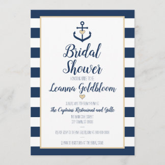 Nautical Bridal Shower Invitation - Anchor - Navy