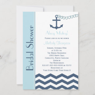 Nautical Bridal Shower Invitation, Blue Invitation