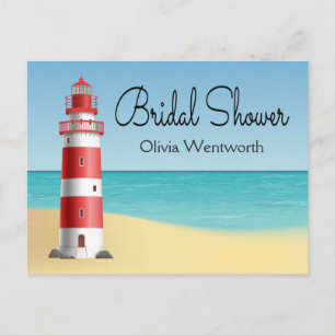 Nautical Bridal Shower Lighthouse Beach Summer Invitation Postcard