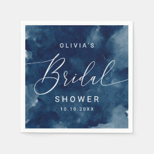 Nautical Bridal Shower Navy Blue Watercolor Napkin