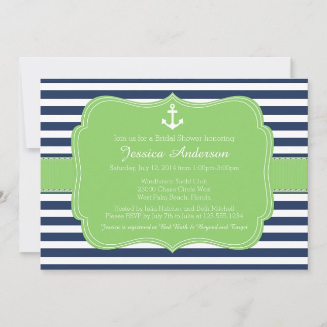 Nautical Bridal Shower or Baby Shower Invitation (Front)