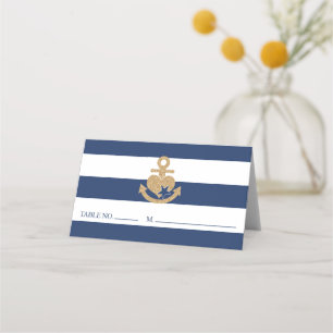 Nautical Bridal Shower Place Card Navy & Gold