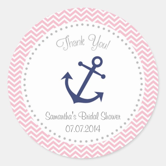 Nautical Bridal Shower Thank You Sticker (Front)