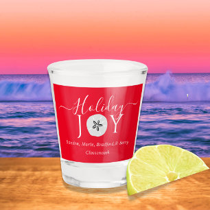Nautical Bright Red Sand dollar Shot Glass