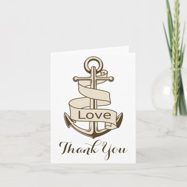 Nautical Brown Thank You Ship Anchor Love (Front)