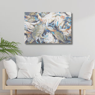 Nautical Bue Crab Beach House Canvas Print