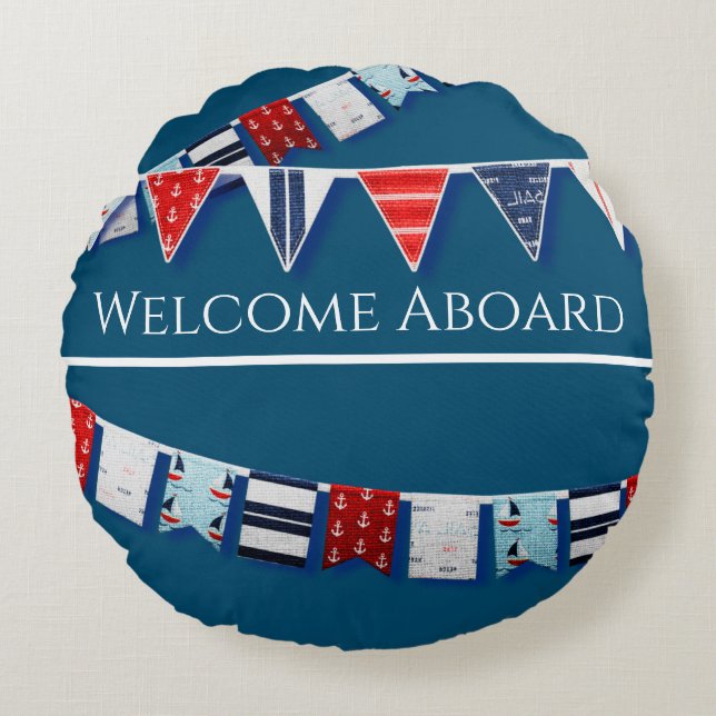 Nautical Bunting Round Cushion (Front)