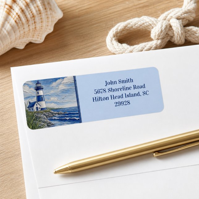 Nautical By the Sea Lighthouse Return Address  (Creator Uploaded)