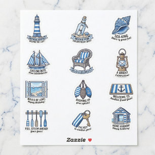Nautical Cabana Sailor Birthday Sticker Sheet Set